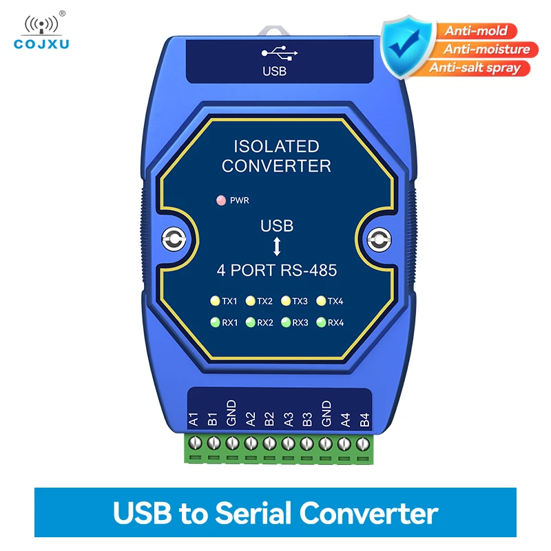 

4 Serial Ports Converter COJXU E810-U41 USB to RS-485 Serial Port USB-C High Protection 12M Rate Isolation Industrial Grade