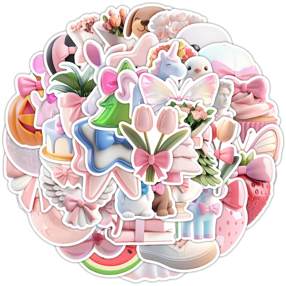 

10/30/50pcs Korean Pink Ins Style Aesthetic Stickers Cute Animal Flower Cartoon Decals DIY Suitcase Phone Laptop Sticker Decor