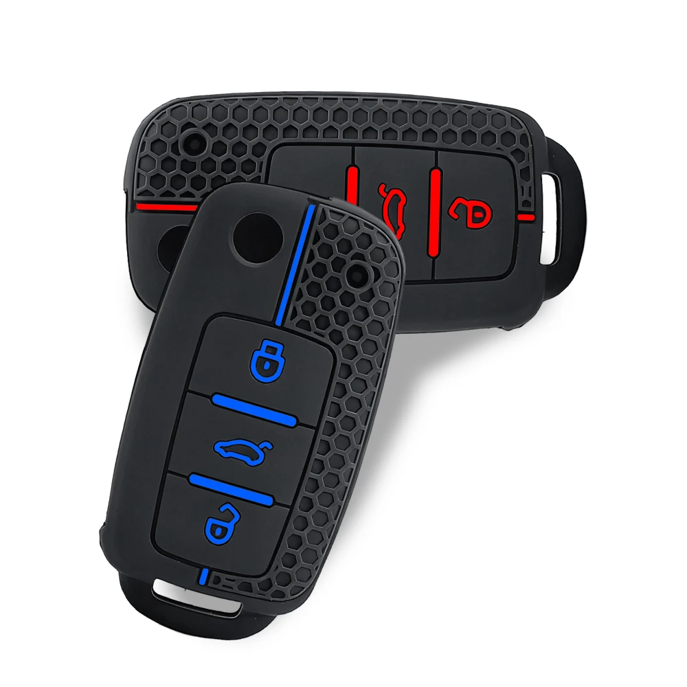 Silicone Car Key Cover keychain For VW UP Polo Golf 6 Passat B5 Touran Caravelle Jetta Caddy Touareg For Skoda Fabia Octavia A5 image 4