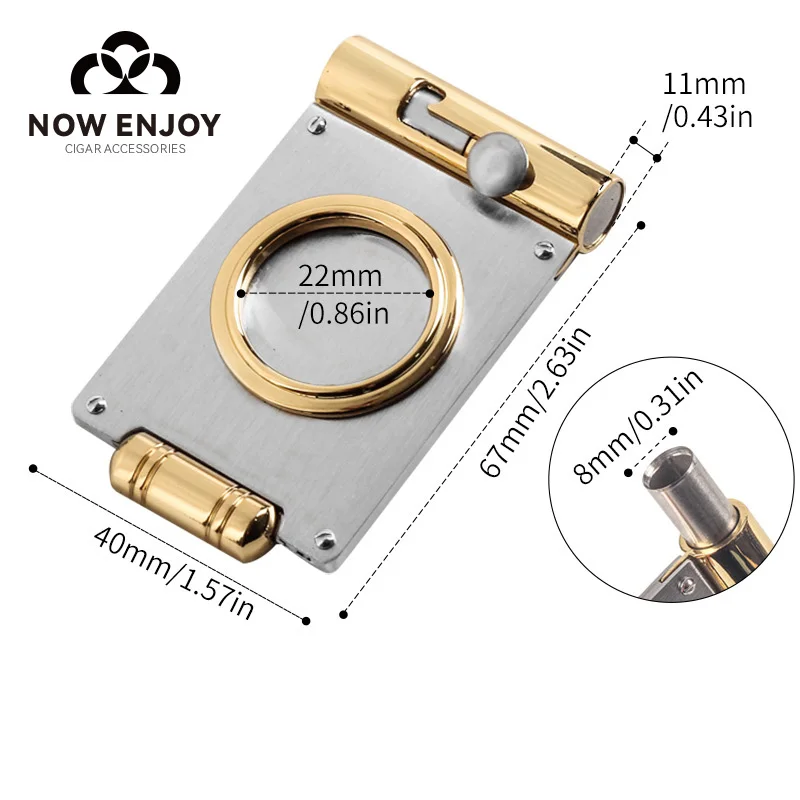 NOW ENJOY Cigar Cutter Guillotine with Sharp Blade 22mm Cigar Knife with 8mm Puncher Luxury Cigar Accessories Gift for Smoker