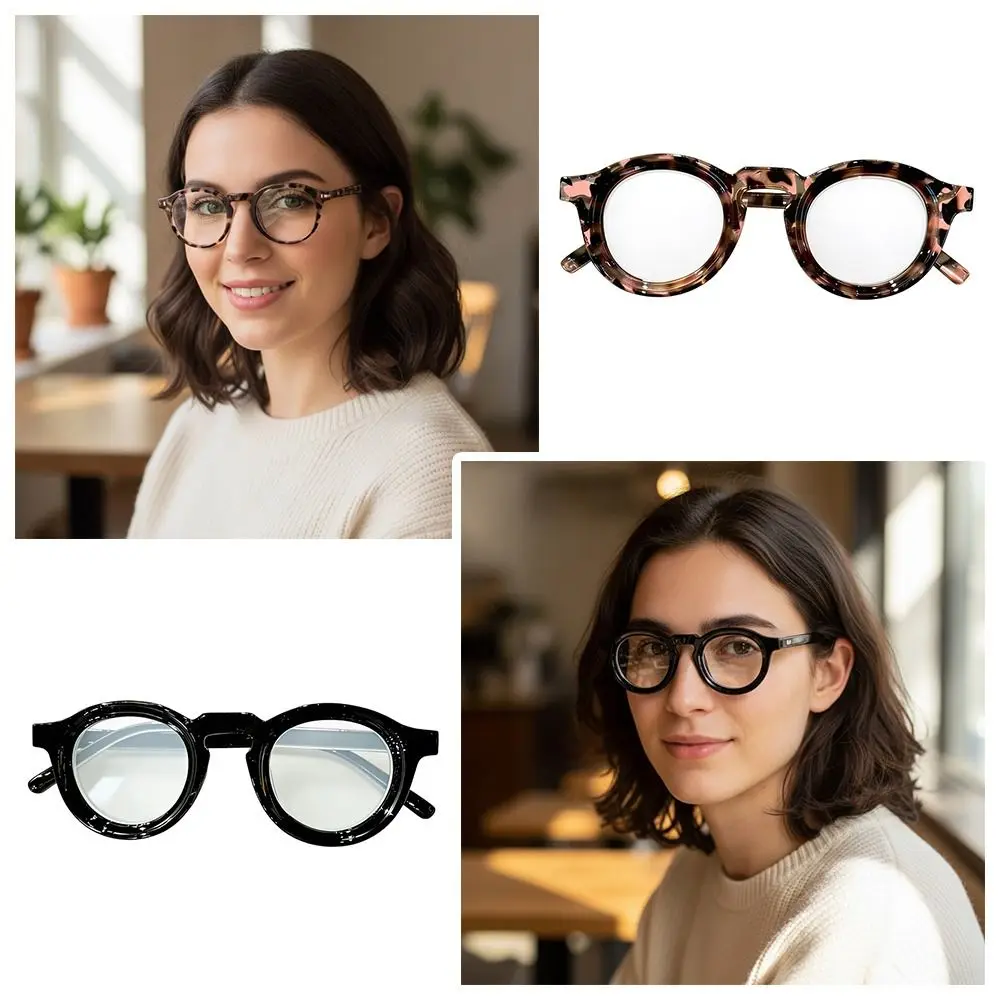 Large Frame Reading Glasses Thick Frame Eye Protection Magnifying Glasses White Enhancing Brown Fashionable Eyewear Elderly Use