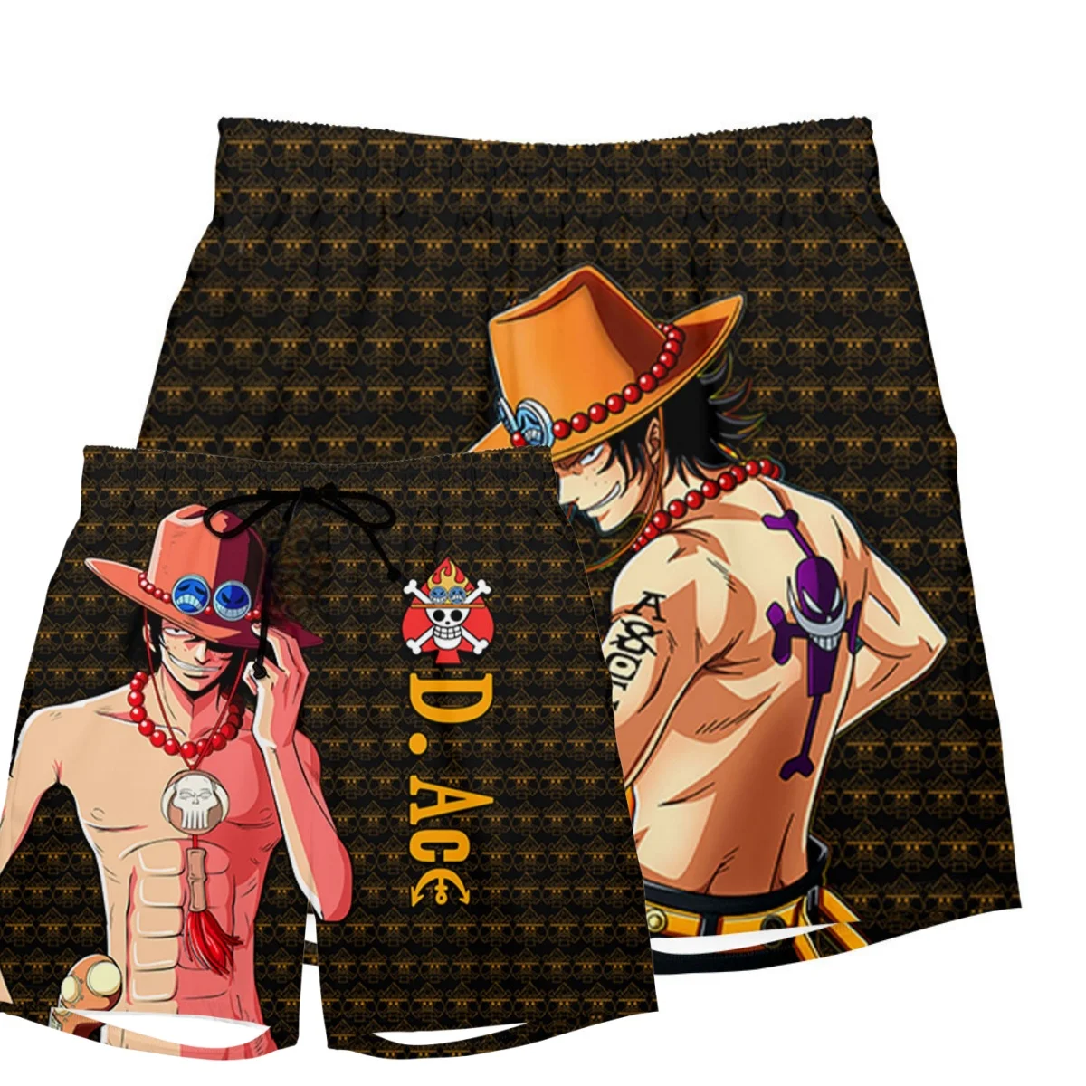 

Мужские шорты 2026 One Piece Portgas D. Ace с принтом, быстросохнущие, для пляжа, спортзала, тренировок, повседневные, спортивные, для плавания