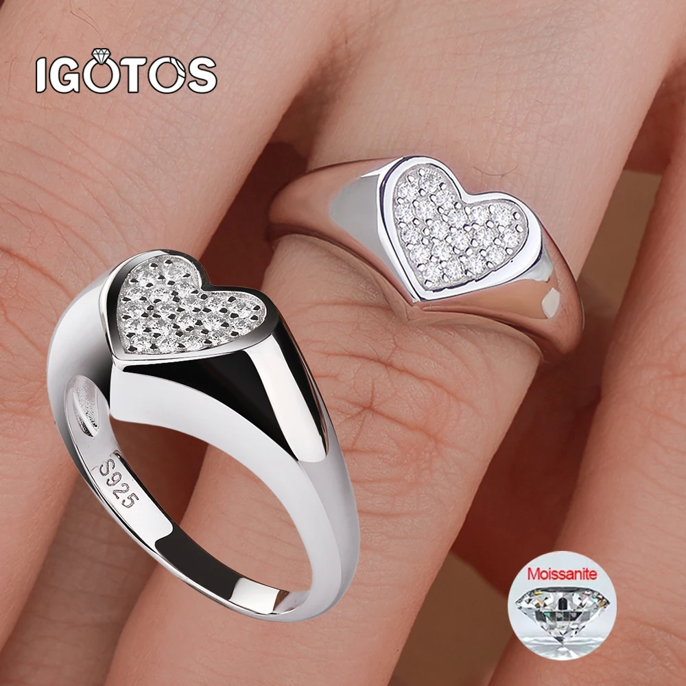 

D VVS1 Heart Moissanite Engagement Ring 925 Sterling Silver Plated 18k White Gold Diamond Rings for Women Brithday Gift Jewelry