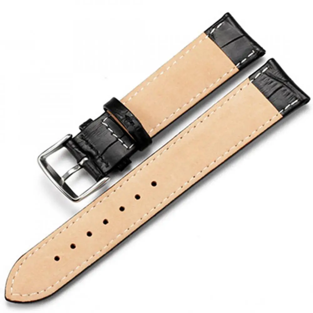 16mm/18mm/20mm/22mm Faux Leather Watch Strap Buckle Band Black Brown White Women's Men's Unisex Watchbands