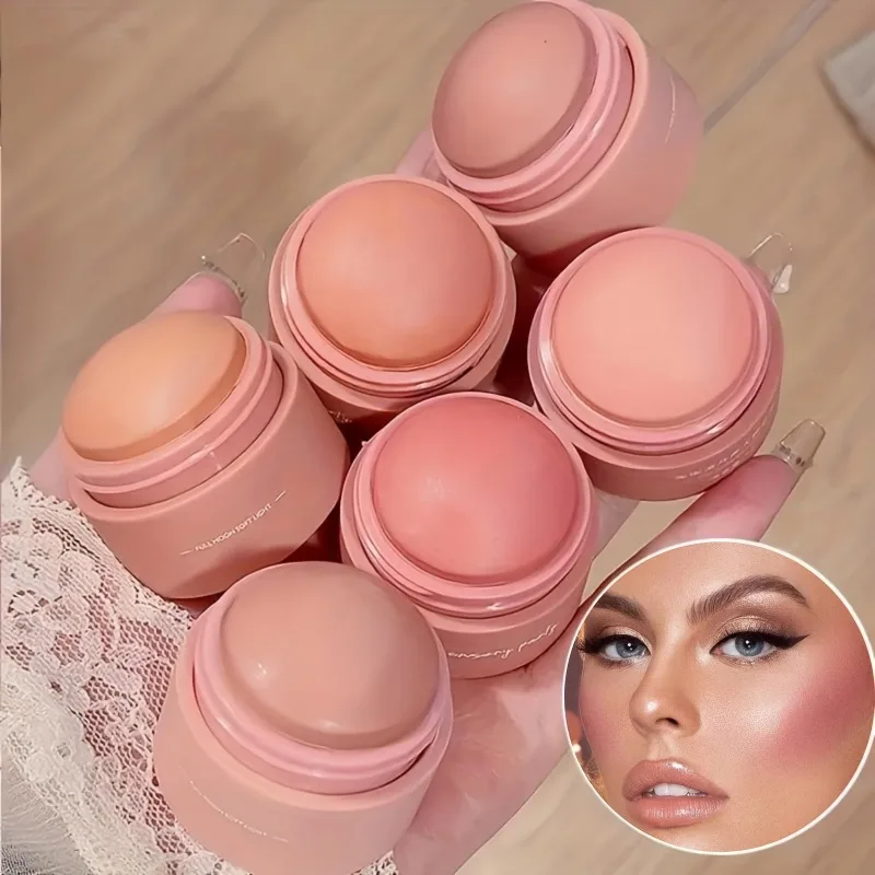 Matte Blush Palette met 6 schaduwen - Waterdicht, opbouwbare dekking voor alle huidtinten, verbetert de natuurlijke glans met perzik- en roze tinten