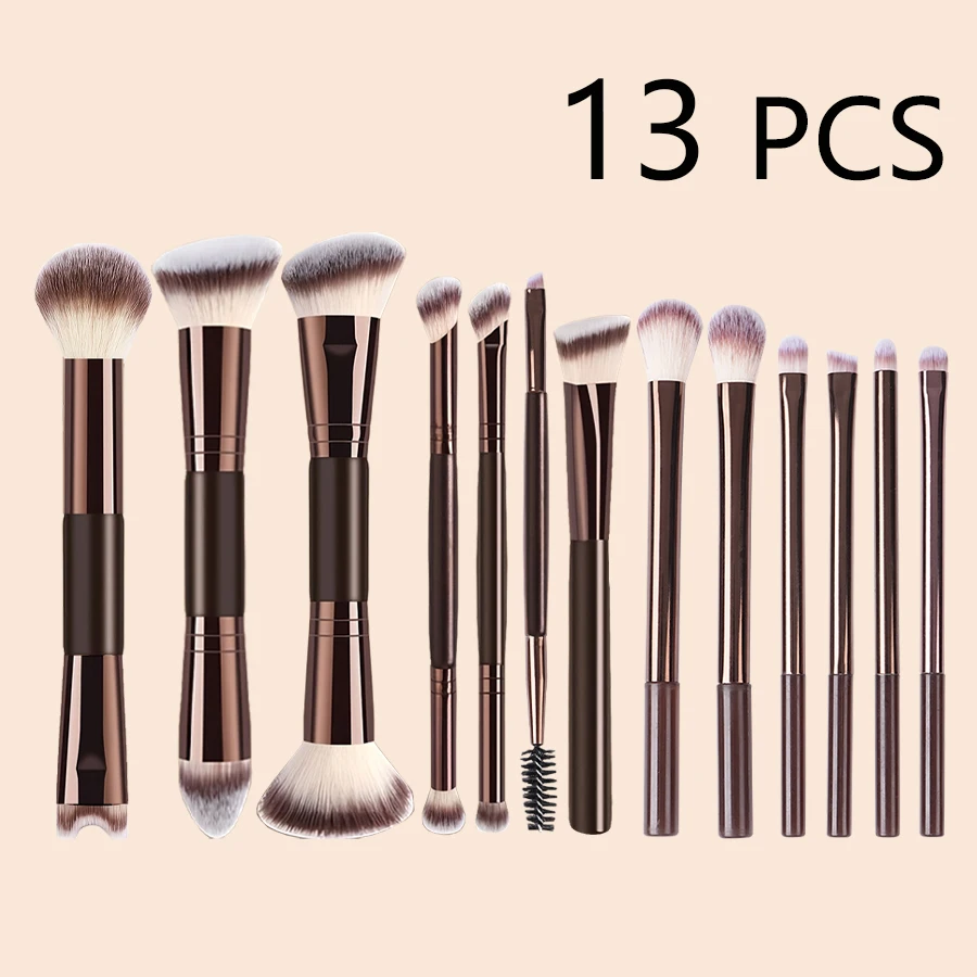 13 pcs Makeup Brush Set, Professional Double-Ended Makeup Brush, Soft Bristles, Aluminum Alloy Handle, Suitable for All Skin Typ