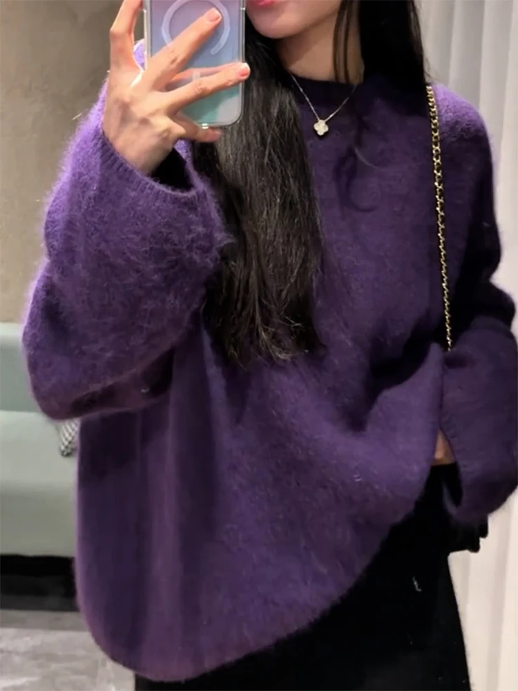 

Korean Sle High End Soft Cozy round Ne Sweater 2025 Autumn Winter New Large Size Ele Versatile Slimming Top