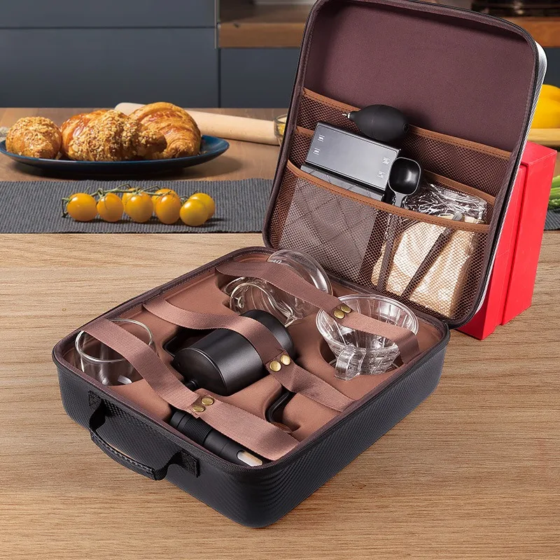

Portable Coffee Maker Set with Manual Grinder & Pot – Camping Travel French Press for Outdoor