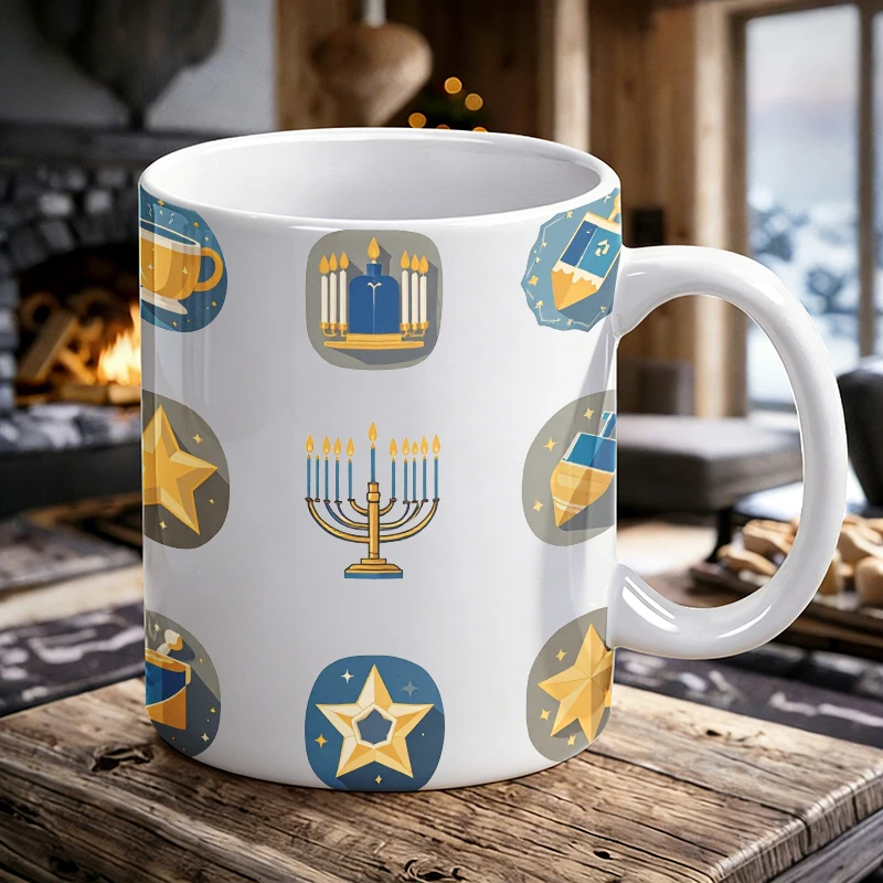 

Fashion Mug Coffee Cup Celebrate Jewish Traditions with our Mark Cup Pattern - Perfect for Hanukkah Decor