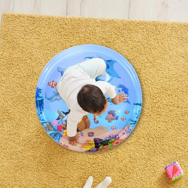 Estera de juego de agua para bebés, estera grande de barriga de agua para bebés, estera de juego de agua portátil de estimulación Visual inflable para promover