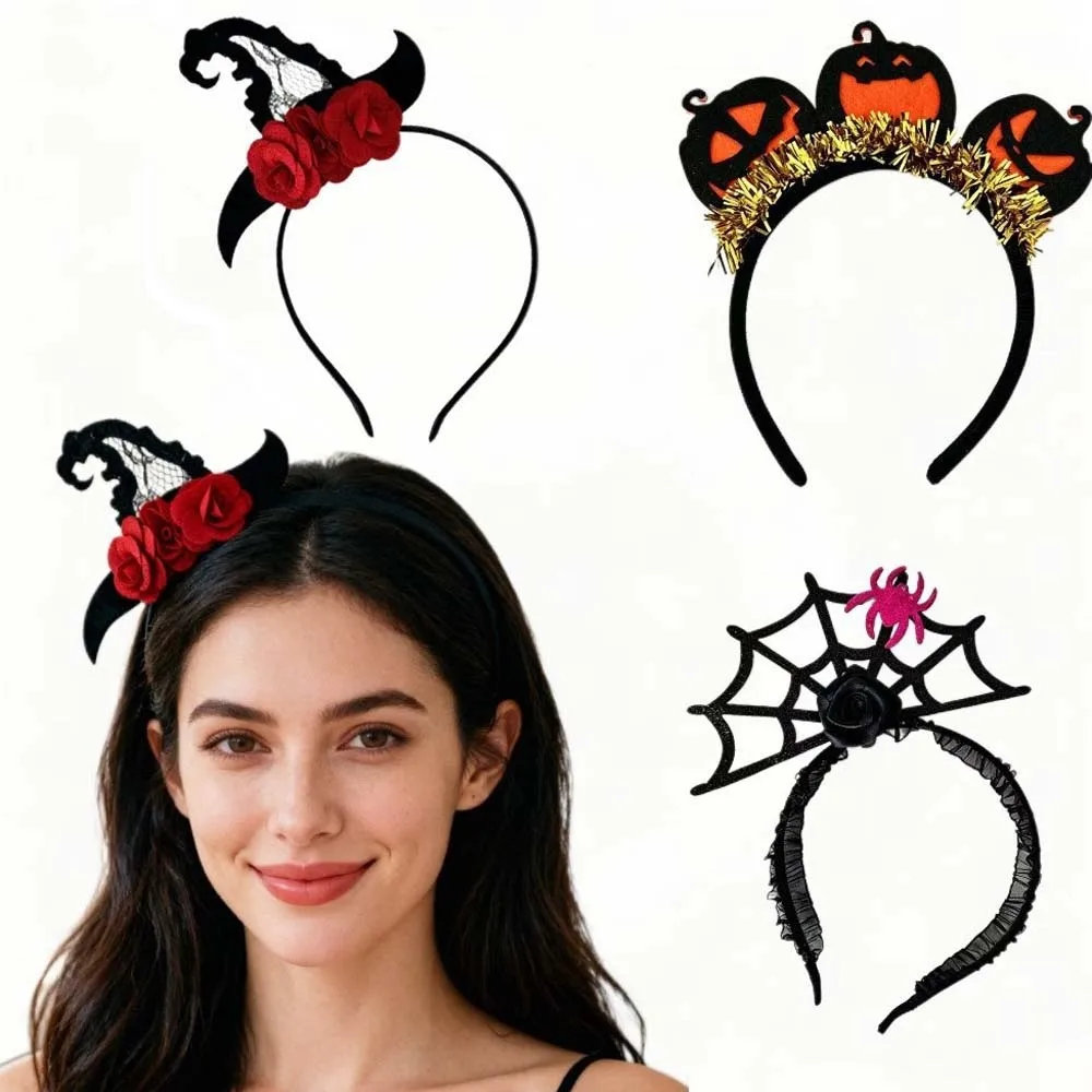 Pumpkin Halloween Flower Headband Witch Ghost Halloween Party Hair Hoop Spider Bowknot Ghost Festival Headpiece Cosplay Events
