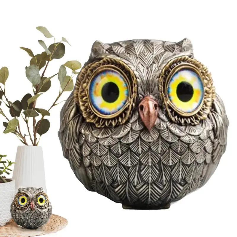 

Owl Statue Metal Bird Animal Sculpture Miniature Statue Art Craft Retro Figurine For Table Desk Shelf Home Decoration