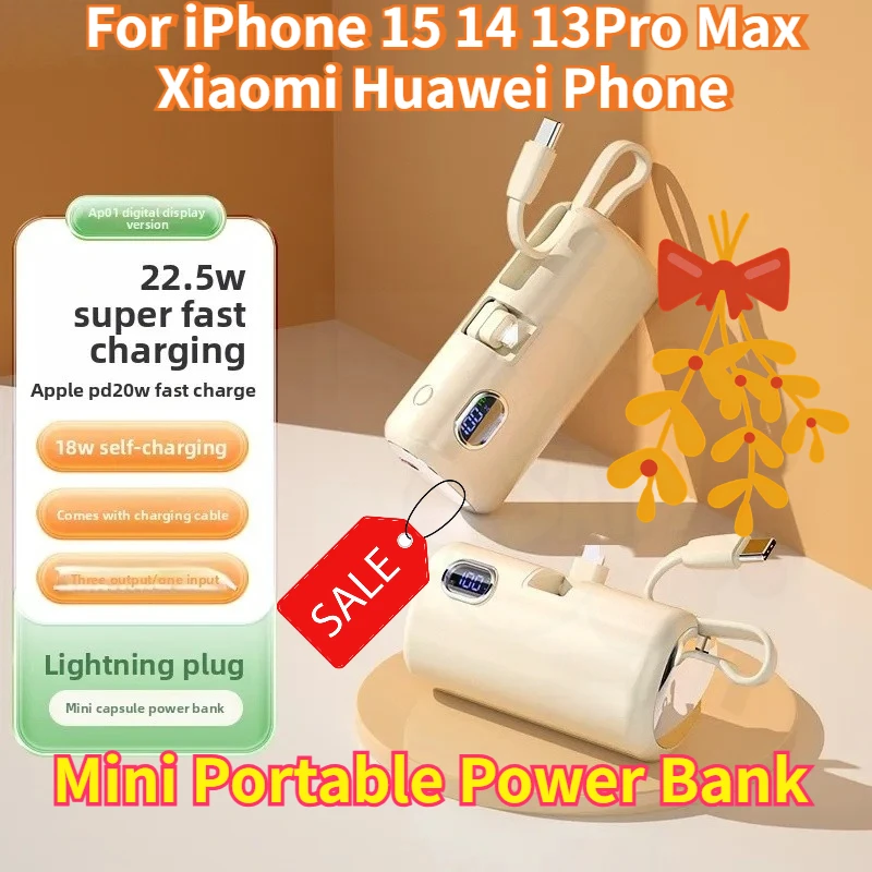 5000mAh Mini Portable Power Bank 22.5W Fast Charging - for iPhone 15 14 13Pro Max Xiaomi Huawei Phone Charger