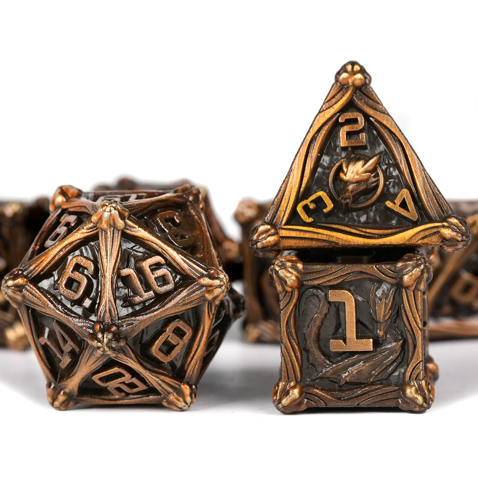 7pcs DND Dragoon Metal Dice Set Multi-sided Polyhedral Solid Dice Kit 4-Type for D&D Game Role Playing Board Table RPG D4 D6~D20