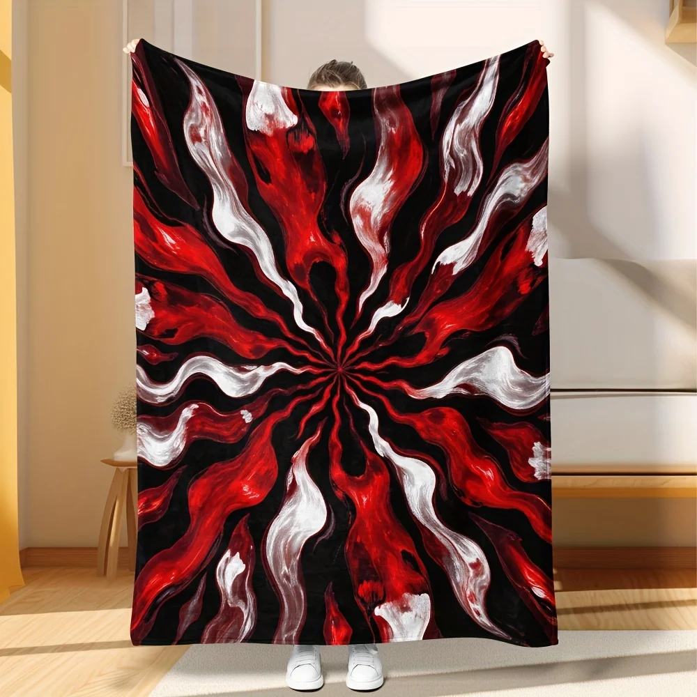 Luxury Red Black Abstract Swirl Blanket Throw Fleece Winter Flannel Bed Blanket 150x200cm Home Decor