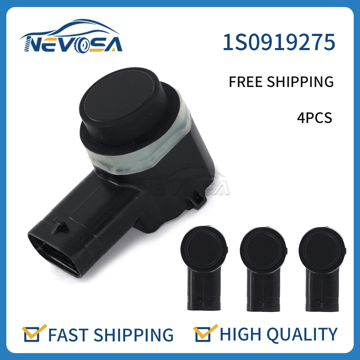 Novosa-Sensor de aparcamiento para coche, dispositivo de 4 piezas de distancia, a prueba de golpes, Radar asistido Parktronic para Audi A4 A5 Seat Skoda VW Golf Passat B6, 1S0919275