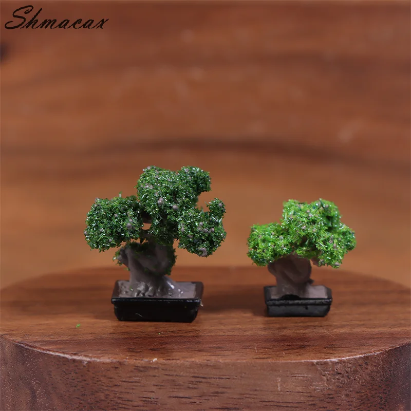 Mini Green Tree Potted Dollhouse, Decorações para Casa, Casa de Bonecas, Micro Paisagem, Ornamento de Jardim, 1:12