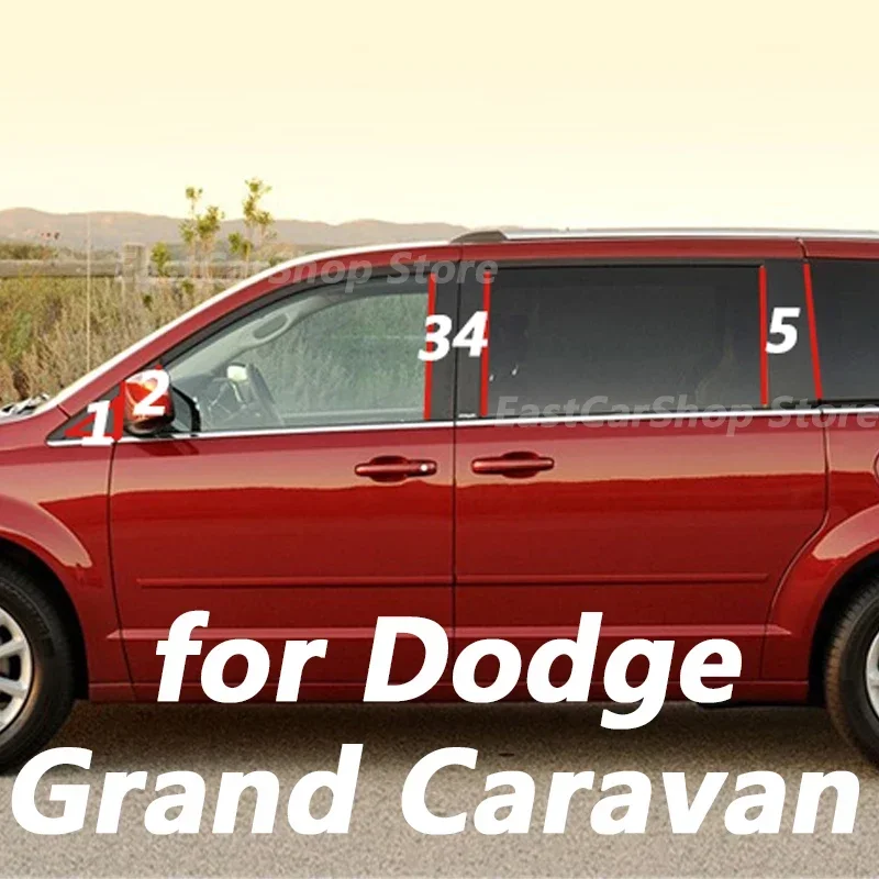 

for Dodge Grand Caravan 2011 2012 2013 Car Glossy Black Door Central Window Middle Column Strip PC Pillar Accessories Cover