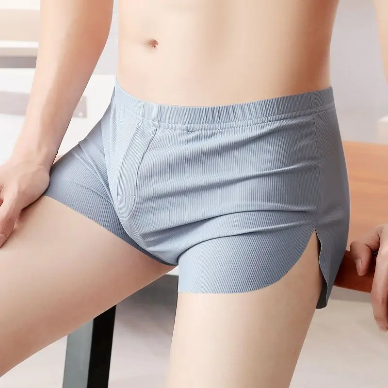 Ice Silk Thin Men Arrow Pants Homewear Casual Solid Color Sleepwear Boxer Shorts Quick Drying Breathable Loose Underwear Panties image 2