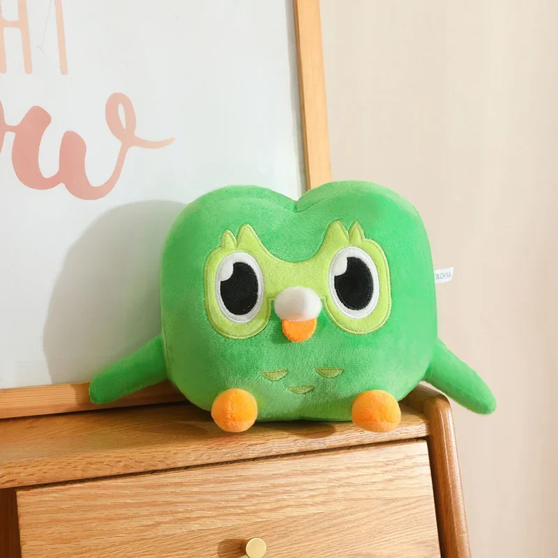 Cute Green Owl Plush Pillow Kawaii Heart Shaped Stuffed Animal Cushion Soft Cartoon Owl Plushie for Sofa Bedroom Home Decor