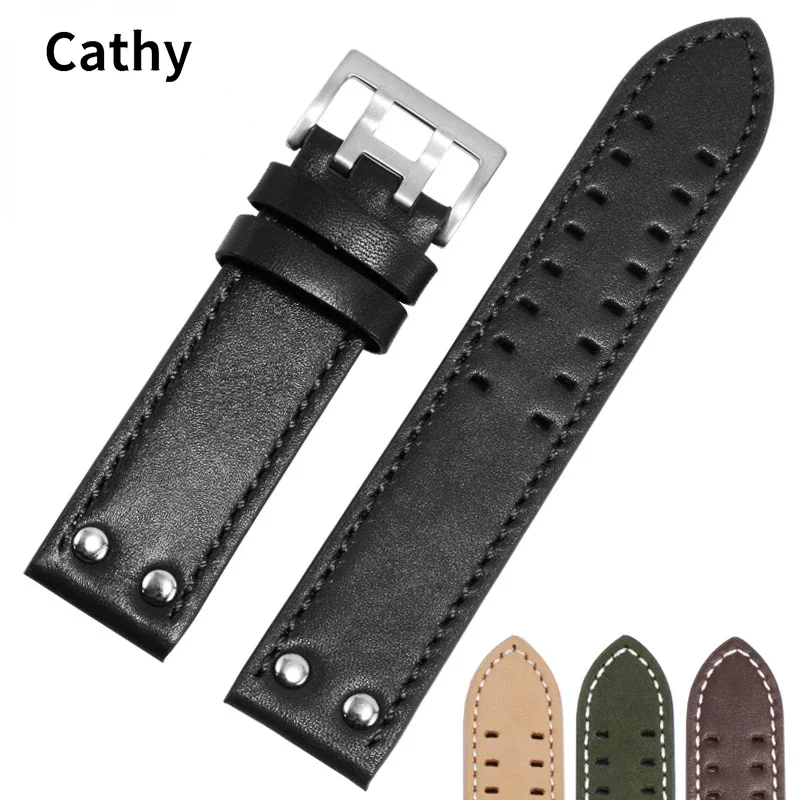 Genuine Leather Watch Strap for Hamilton H760250 Khaki Aviation Field Leather Belt Soft Comfortable Watchband Accessories20 22mm