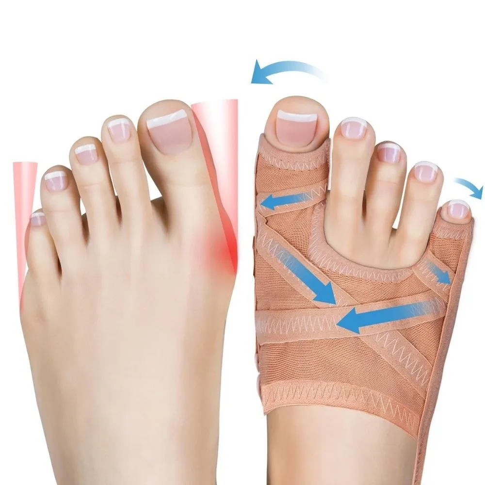 Breathable Bunion Corrector Adjustable Design Comfortable Fit Toe Straightener Fabric Sleeve Bunion Relief Splint Night Use