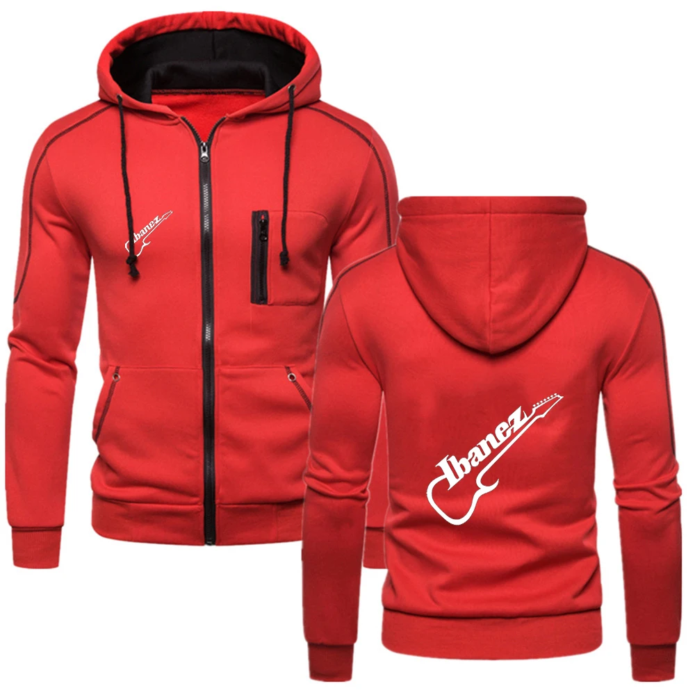 Ibanez Guitar Logo 2024 New Man's Hoodies Fashion Comfortable Zipper Casual Sweatshirts Solid Color Fleece Hoodies Jacket