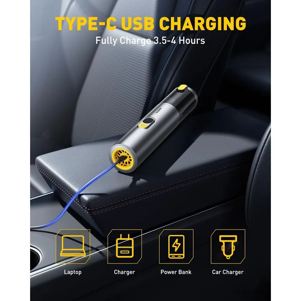 14000Pa Portable Handheld Vacuum for Car, Home, Pet, and Office - Silver