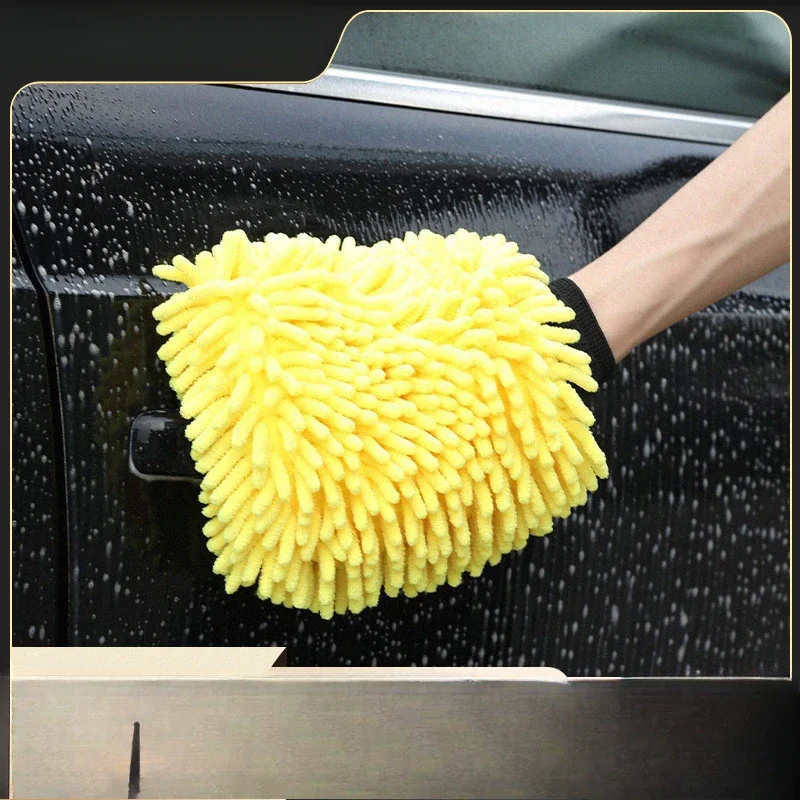 

Перчатка для мытья автомобиля, коралловый синель, мягкая защита от царапин для мойки и чистки автомобилей, многофункциональная толстая перчатка, восковая щетка для детализации