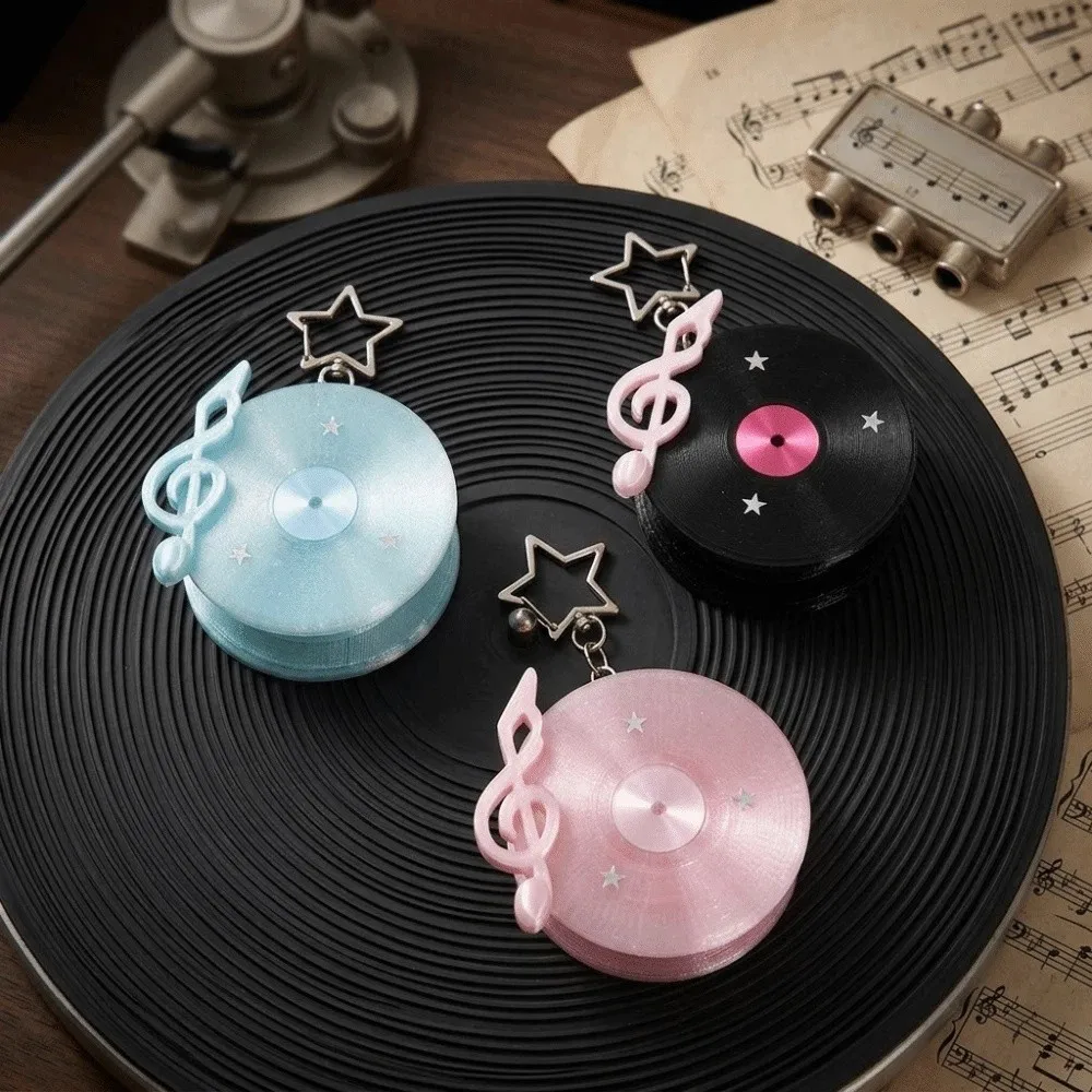 Y2K Vinyl Record Keychain Star Cord Management Disc Shape Earphone Cable Winder Korean Japan Style Anti Winding