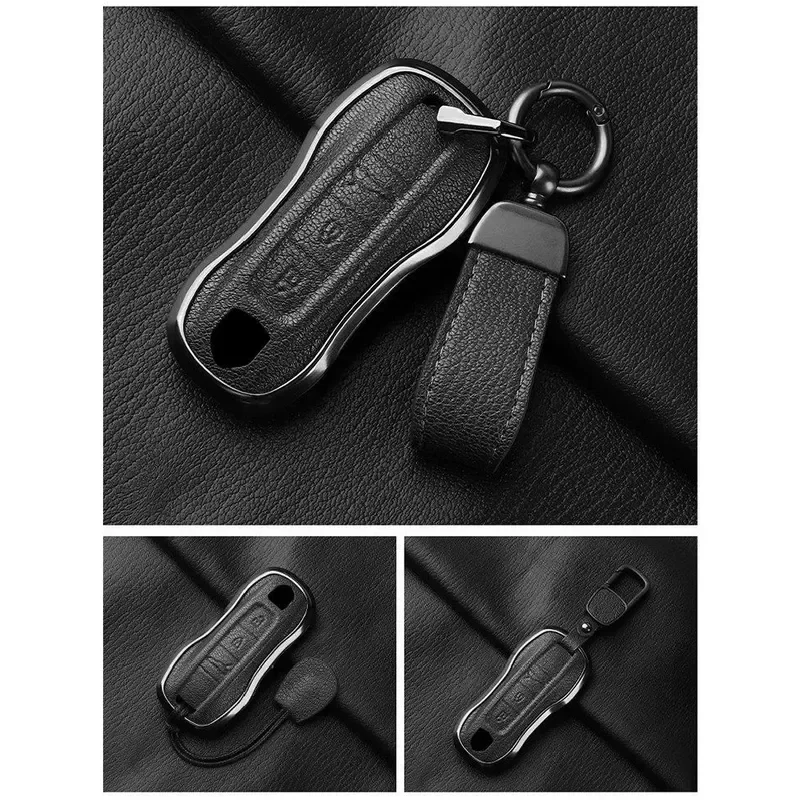 for Porsche Key Cover Case for Cayenne Macan Taycan 718 911 New Car Key Fob Protector Bag with Buckle view 5