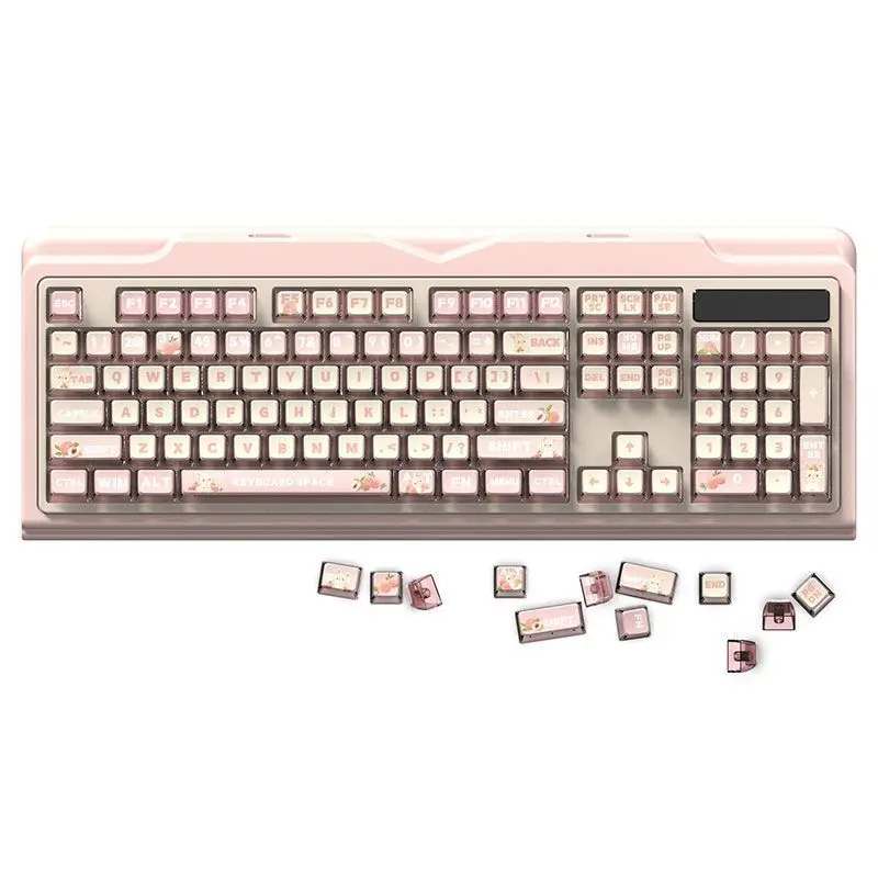 

Personality cute cartoon girl PBT hot sublimation pink peach transparent keycap DIY pink girl Internet celebrity