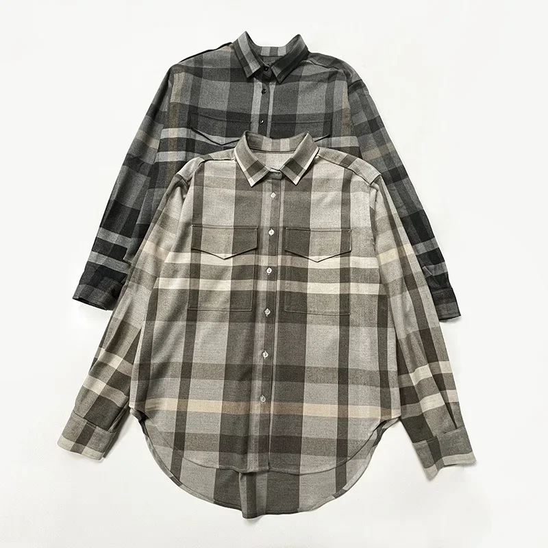 TT @ Luxy-plaid shirt for women, minimalist style, plaid color, matching flannel shirt, straight velvet feeling, soft, for women