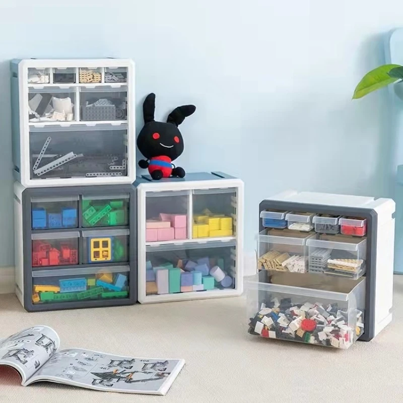 Transparent Drawer Organizer Cabinet, Pull-Out Storage Box with Multi-Layer Compartments for LEGO Bricks, Toys Small Parts JT40