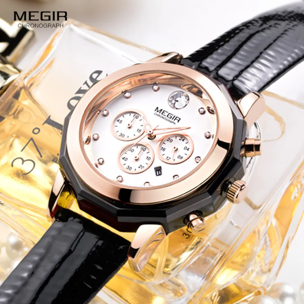 

MEGIR Smart Chronograph Quartz Watches Women Ladies 24-Hour Analogue Display Waterproof Wristwatch For Woman 2042LREBK