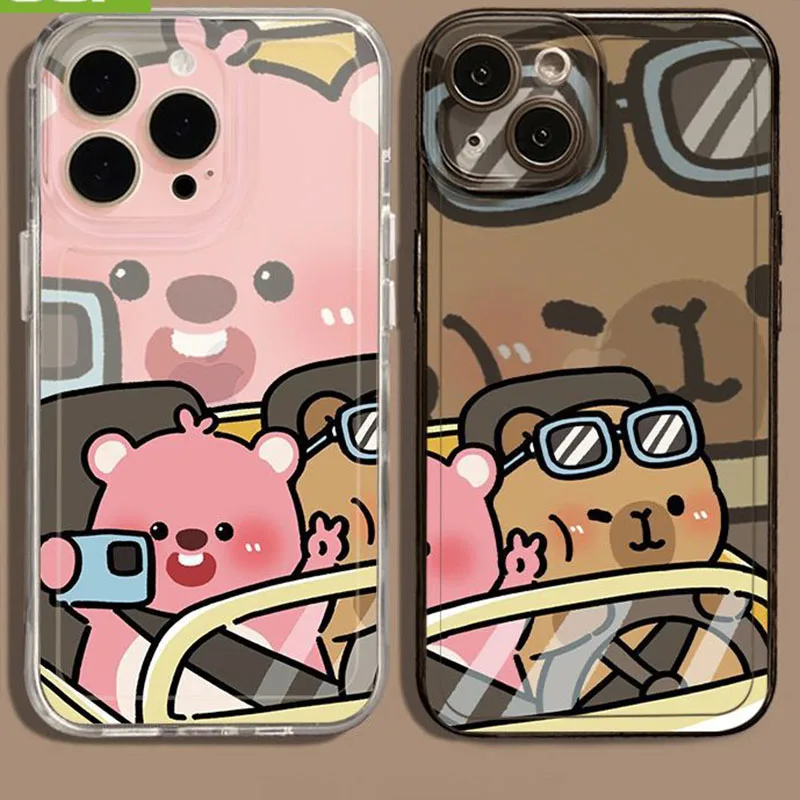 Miniso Capybara 16 IPhone 15 Case Cute 13 14pro Cartoon Transparent  Anti Slip X Silica Gel 12 Ultrathin 11 Soft Shell Girl Gift