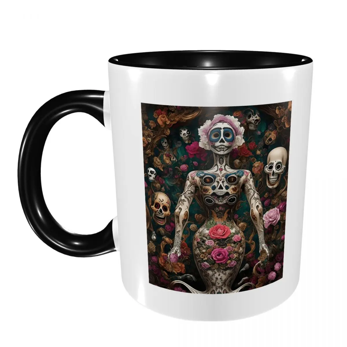 Mexican Catrina Girl Day Of The Dead Sugar Skull Mug Funny Ceramic Coffee Cups Tea Mugs Milk Cup Drinkware Gift for Friends