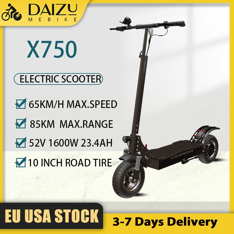 X750 1600W Powerful Motor Electric Scooter 65KM/H Top Speed Foldable E Scooter 85KM Maximum Distance 150KG Max Load for Adults