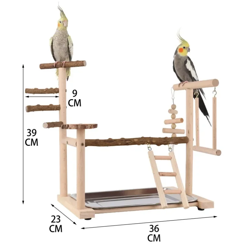 Pepper Wood Parrot Stand Bird Swing Toy Game Field Interactive Training Frame Bird Shelf Standing Stick Bird Playground Ladder