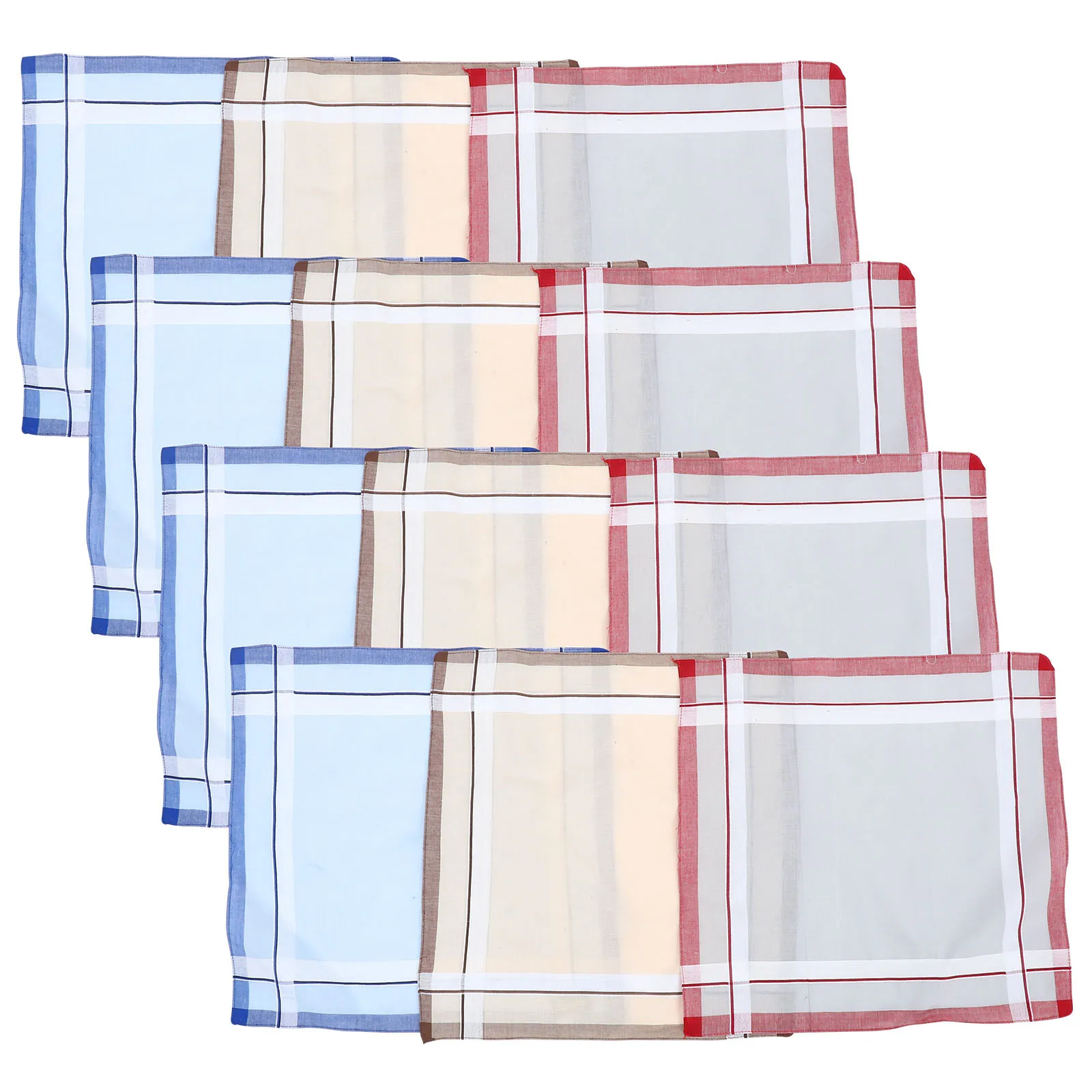 Mouchoir carré en coton pour hommes, serviette légère et absorbante pour la sueur, lingette pour le nez, usage quotidien, 12 pièces