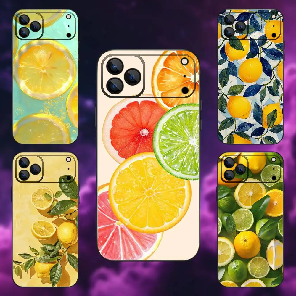 

Fruit Lemon Phone Case For iPhone 17,16,15,14,13,12,Pro,Max,Plus,E,SE4,Air,Mini Black Soft Box