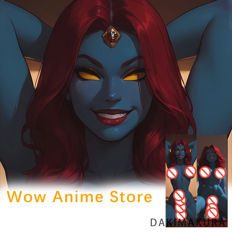 غطاء وسادة مطبوع على الوجهين من Mystique Futa Dakimakura، وسادة للجسم بالحجم الطبيعي #1