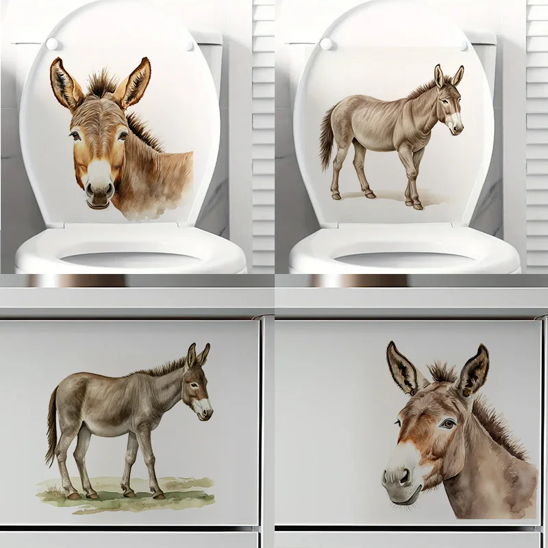 Funny Donkey Toilet Stickers Decoration for Living Room, Wall, Bedroom, and Home Decor Car Decals Self-Adhesive