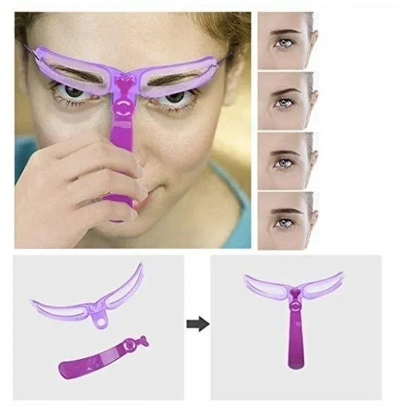 Modello di trucco riutilizzabile per modellare le sopracciglia da 8 pezzi Pratico strumento per sopracciglia in plastica senza cuciture per uso domestico Kit per lo styling delle sopracciglia