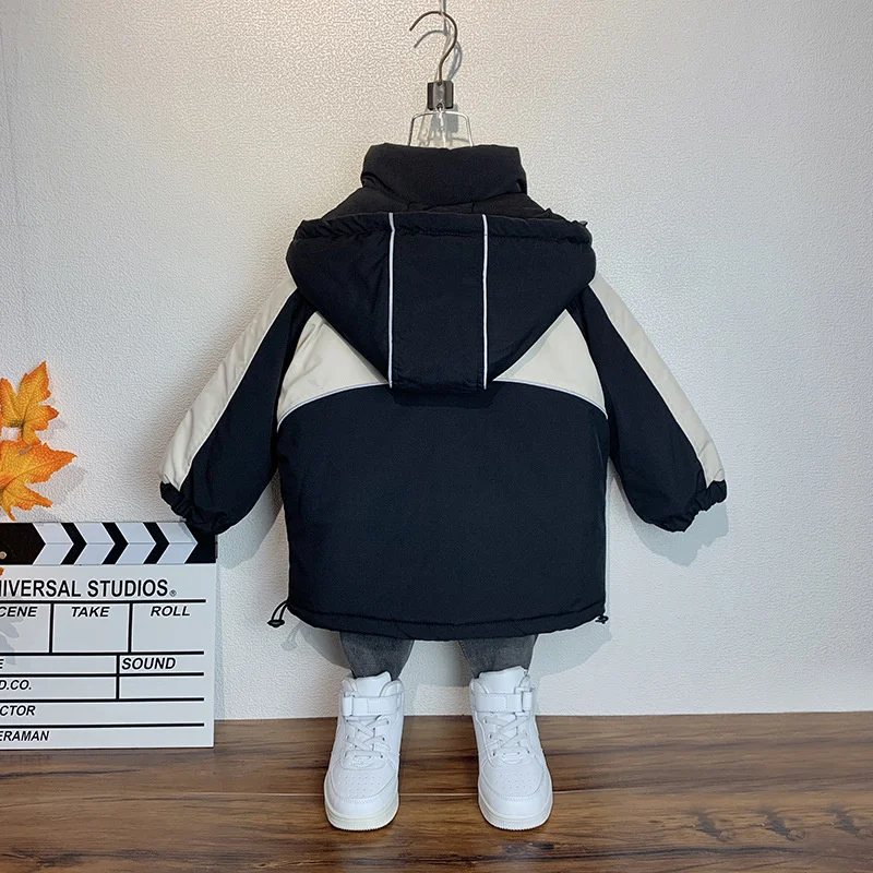 Boys' plush thick coat Parker cotton jacket 2025 casual and fashionable Christmas gift2T-10T