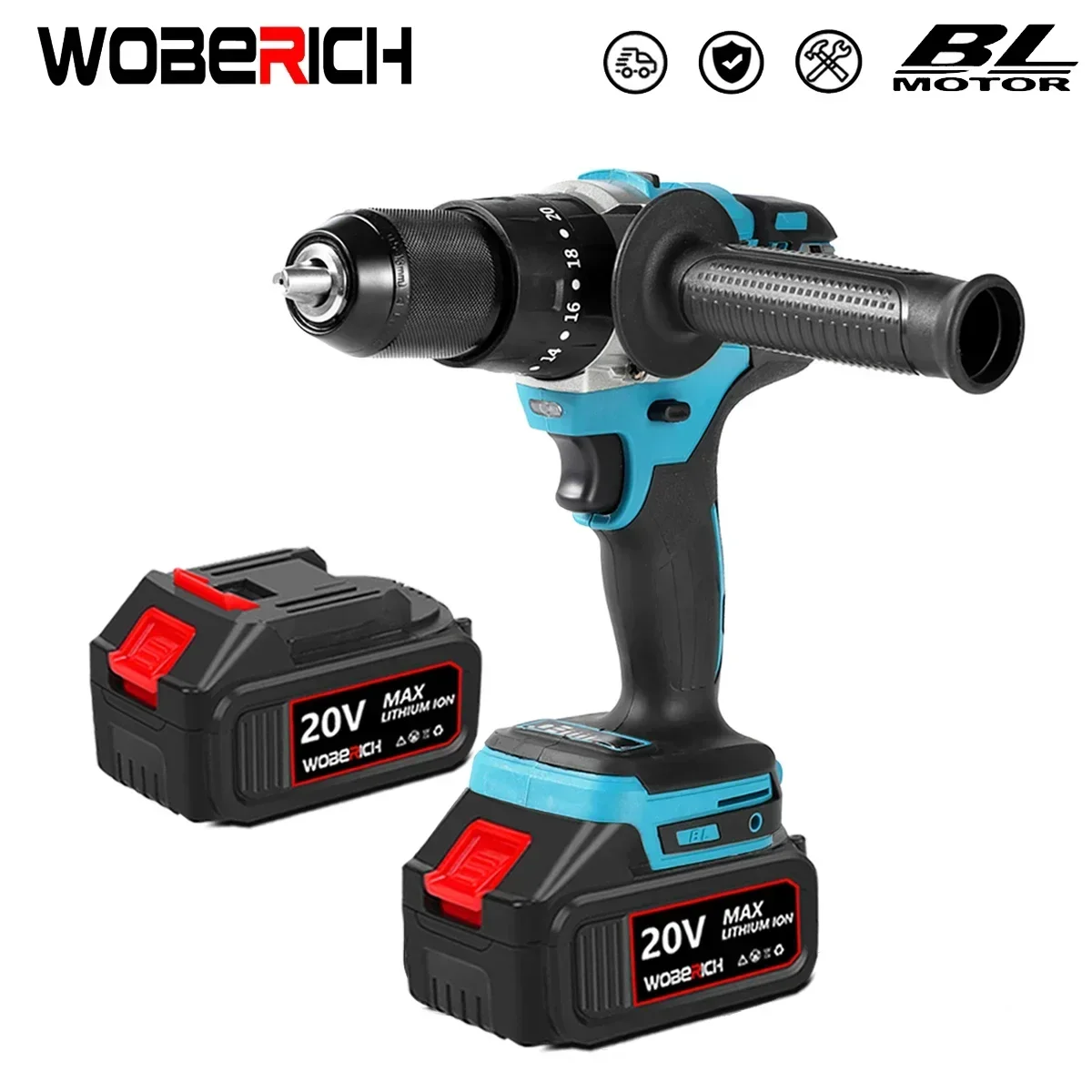 Беспроводная ударная дрель, 18 в 13 мм, бесщеточная Ударная дрель, отвертка, дрель промышленного класса, совместима с батареей Makita 18 в