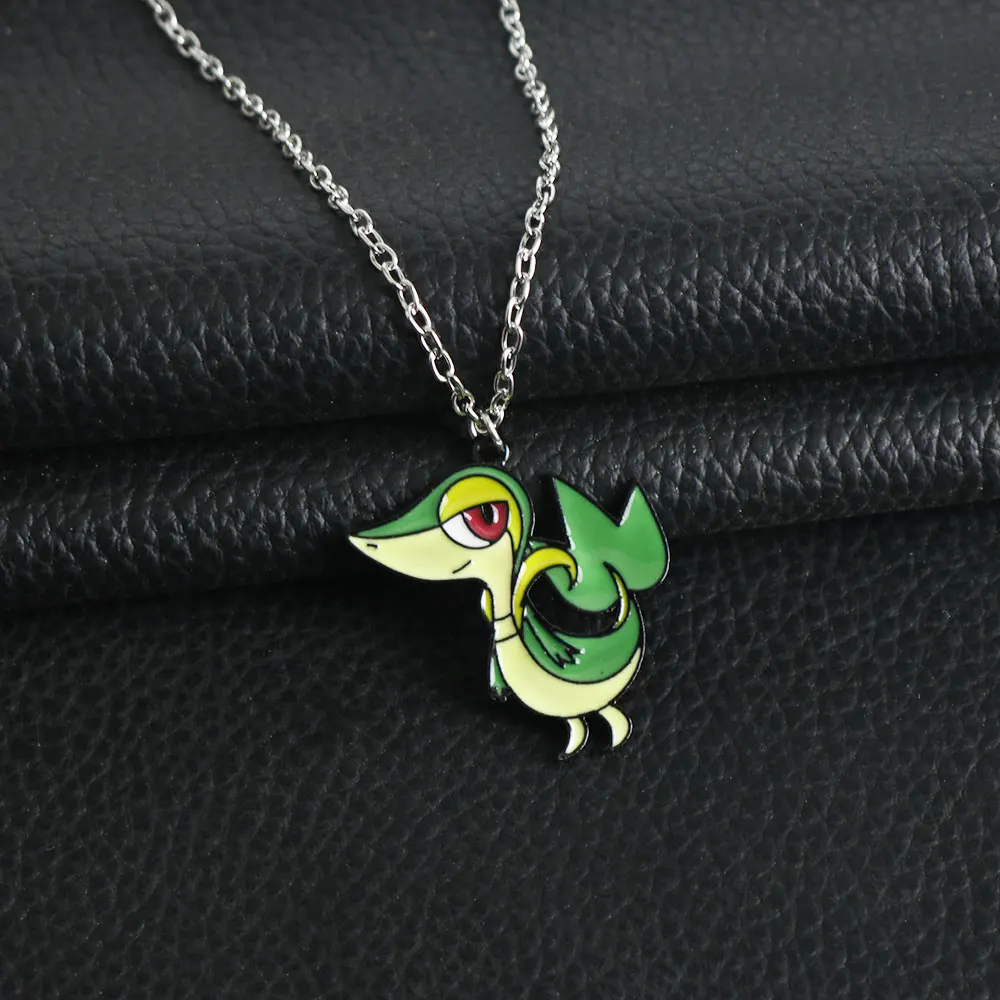 أنيمي Snivy Oshawott سلسلة مفاتيح معدنية الحيوان شعار قلادة المختنق سيارة كيرينغ الرجال الصبي مجوهرات لطيف هدية لمحبي