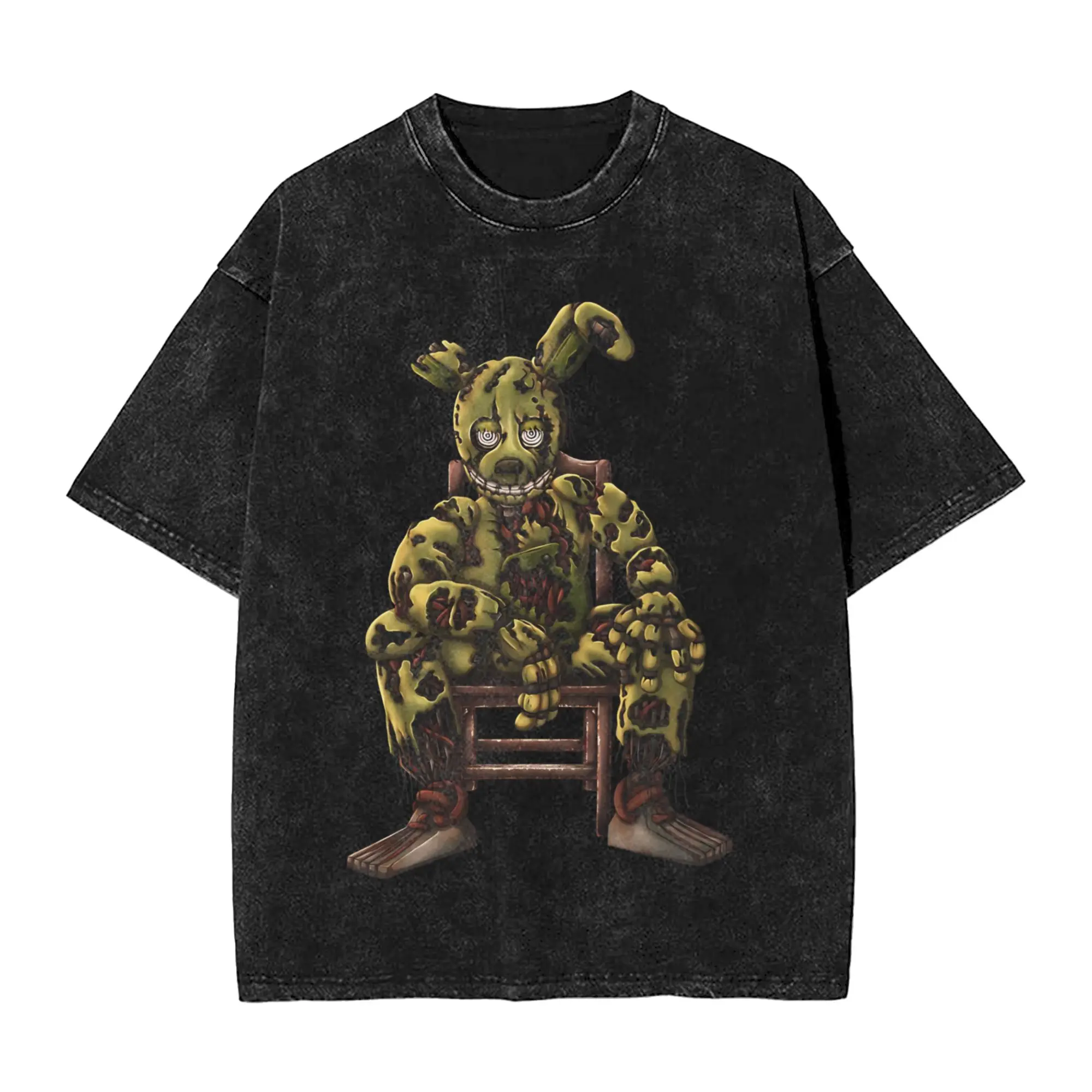 Springtrap sat in chair Five Nights at Freddy's Men T Shirts Awesome Tee Shirt Short Sleeve O Neck T-Shirts Cotton Summer Tops
