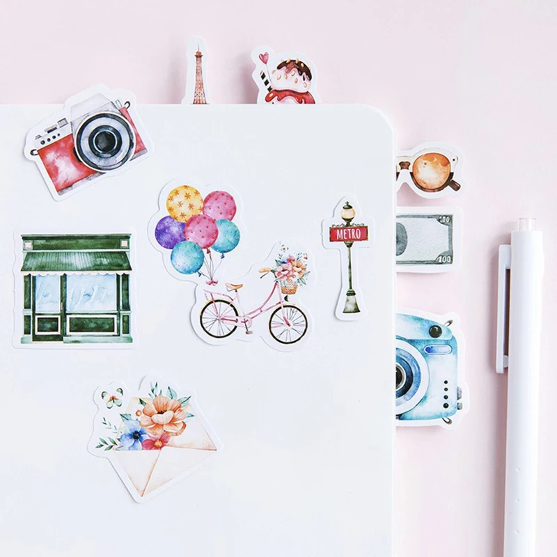 Vintage World Famous Building Stickers Aesthetic Travel Landmark Graffiti Decal DIY Scrapbook Notbook Luggage Decorative Sticker