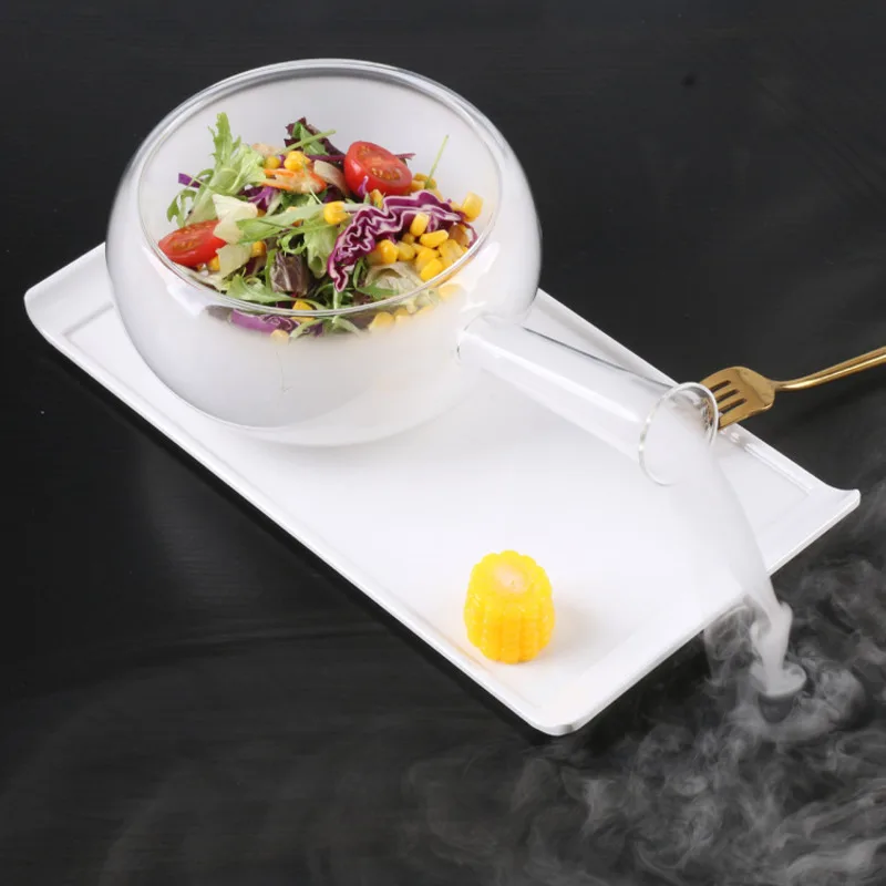 

Glass Salad Bowl Kitchen Cooking Hollowware Specials Dry Ice Artistic Conception Trays Decorative Molecular Delicacies Tableware
